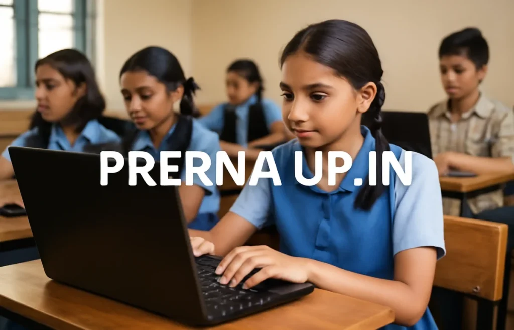Prerna UP.In program empowering students with digital learning in a classroom in Uttar Pradesh.