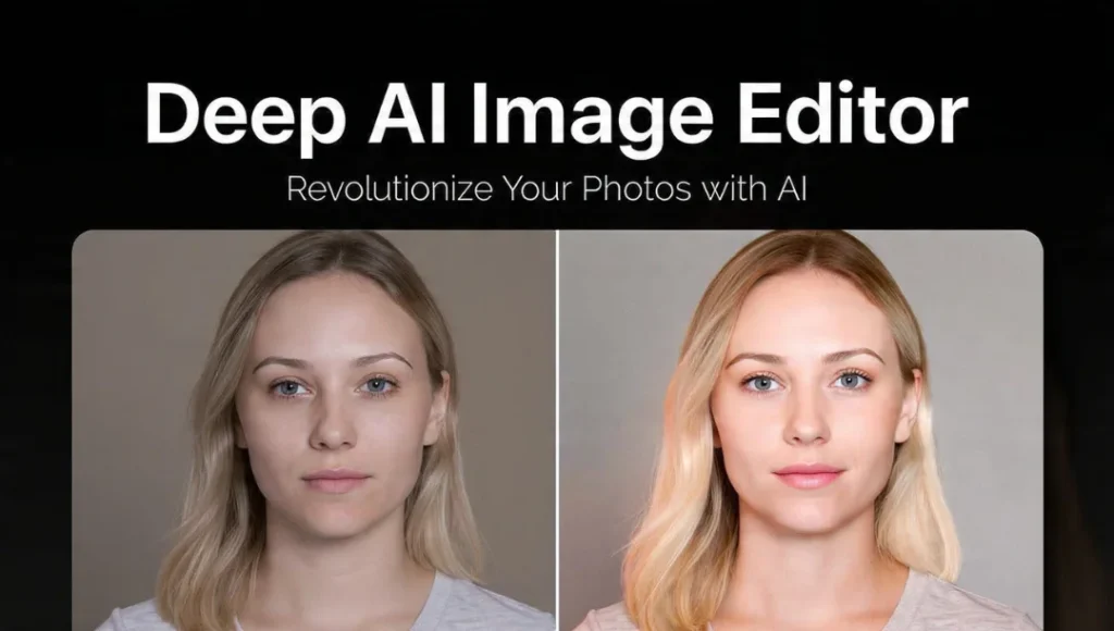 Before and after photo enhanced using a deep ai image editor showing AI-powered facial improvements.